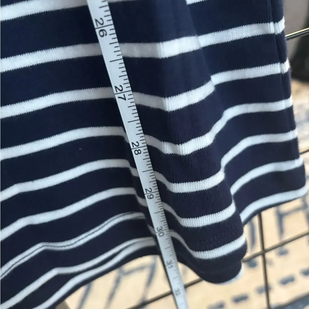 Hanna Andersson Navy and White Striped Long Sleeve 100% Cotton Dress NWT